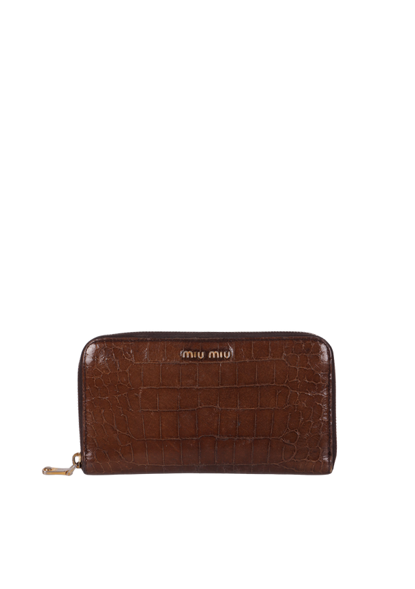 CROCODILE EMBOSSED ZIP WALLET