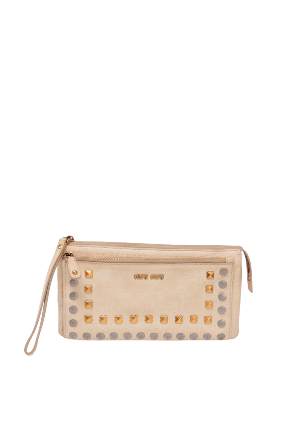 LEATHER STUDDED CLUTCH