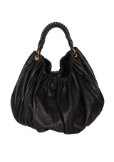 LEATHER PLISSE SATCHEL BAG