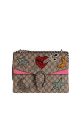 GG SUPREME MONOGRAM PIERCED HEART EMBROIDERED MEDIUM DIONYSUS SHOULDER BAG