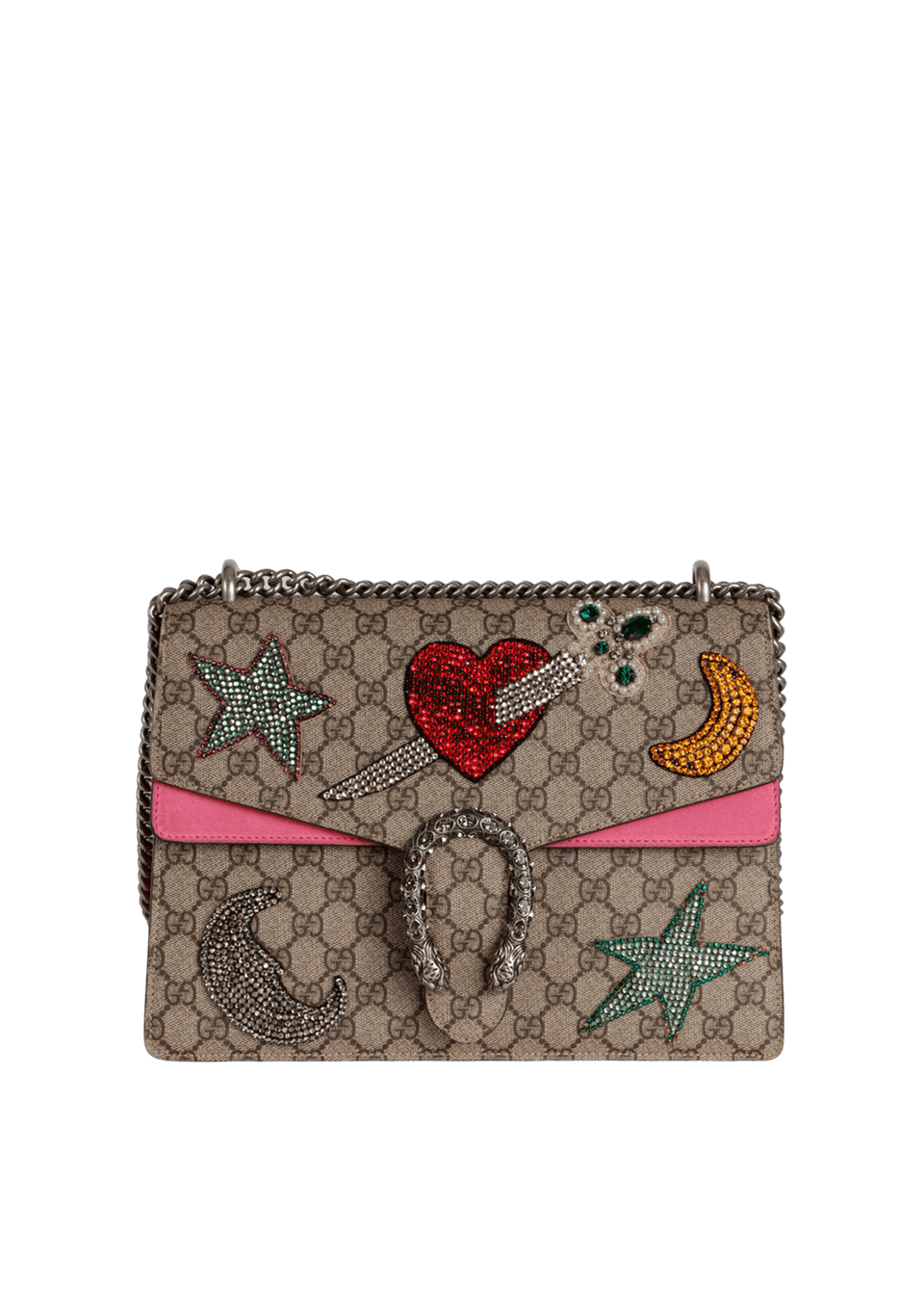 BOLSA GUCCI GG SUPREME MONOGRAM PIERCED HEART EMBROIDERED MEDIUM