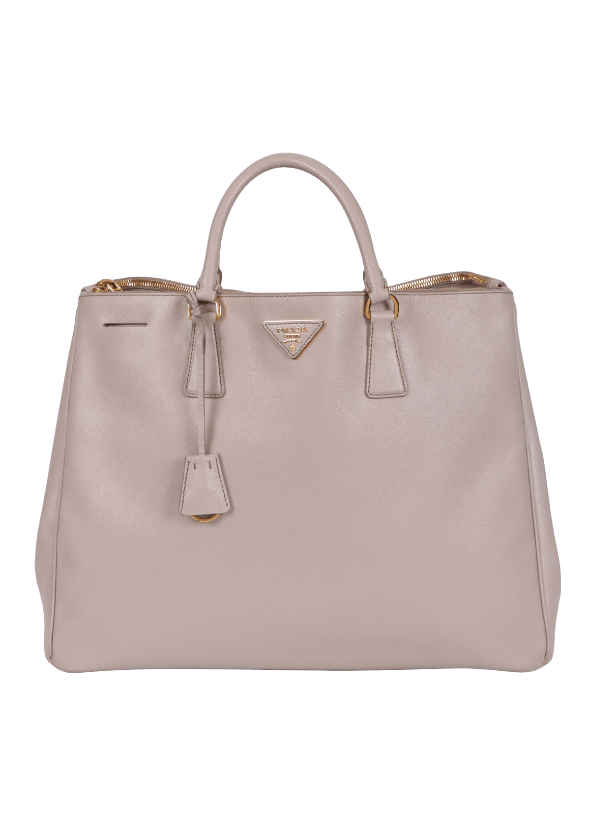 BOLSA PRADA SAFFIANO LUX DOUBLE ZIP GALLERIA CINZA ORIGINAL – Gringa