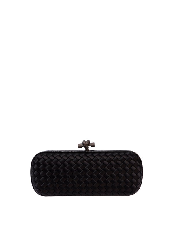 LONG KNOT INTRECCIATO SATIN CLUTCH
