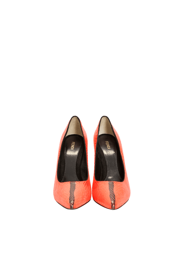 PYTHON DIAMOND HEEL PUMPS 37.5