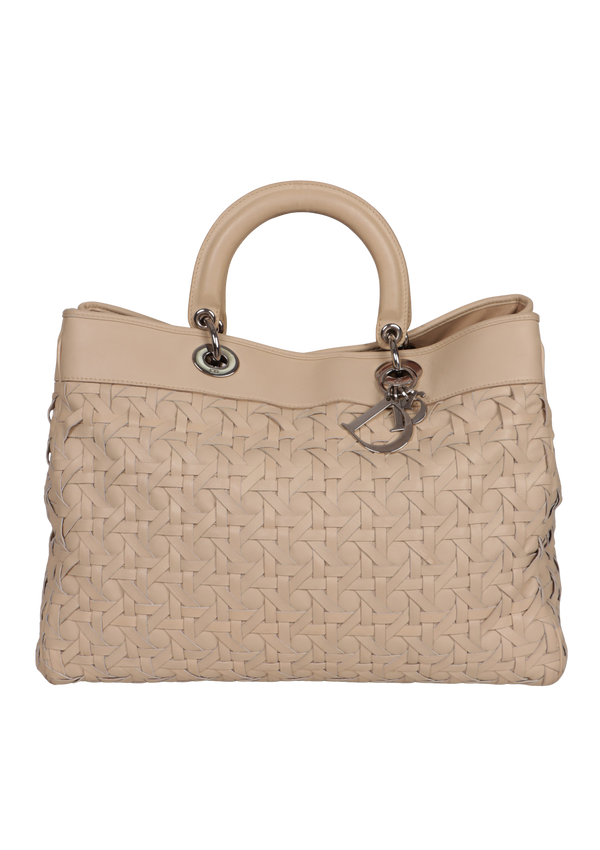 LARGE WOVEN LADY DIOR AVENUE TOTE