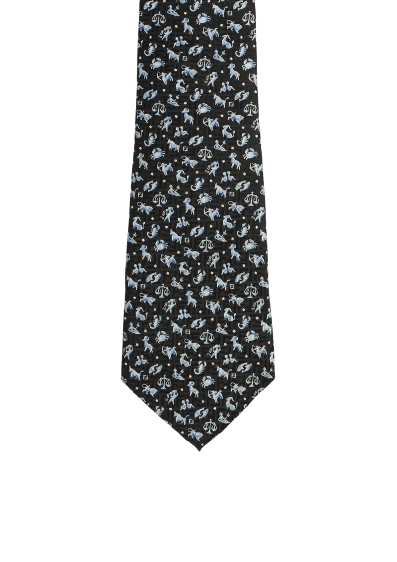 ZODIAC PRINTED SILK TIE