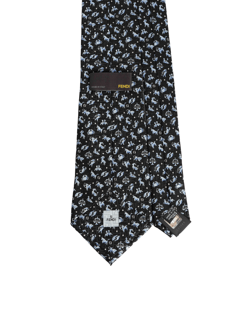 ZODIAC PRINTED SILK TIE