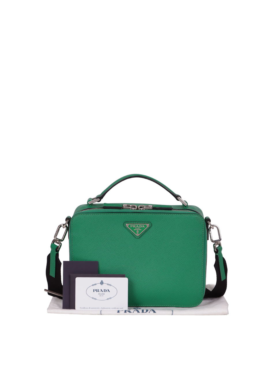 BOLSA PRADA SAFFIANO LUX BRIQUE HANDLE BAG VERDE ORIGINAL – Gringa