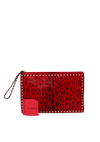 CALF HAIR LEOPARD ROCKSTUD WRISTLET CLUTCH