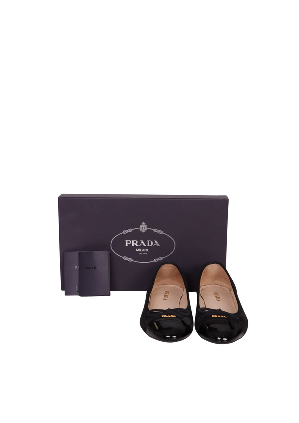 PATENT SUEDE BOW BALLET FLATS 36