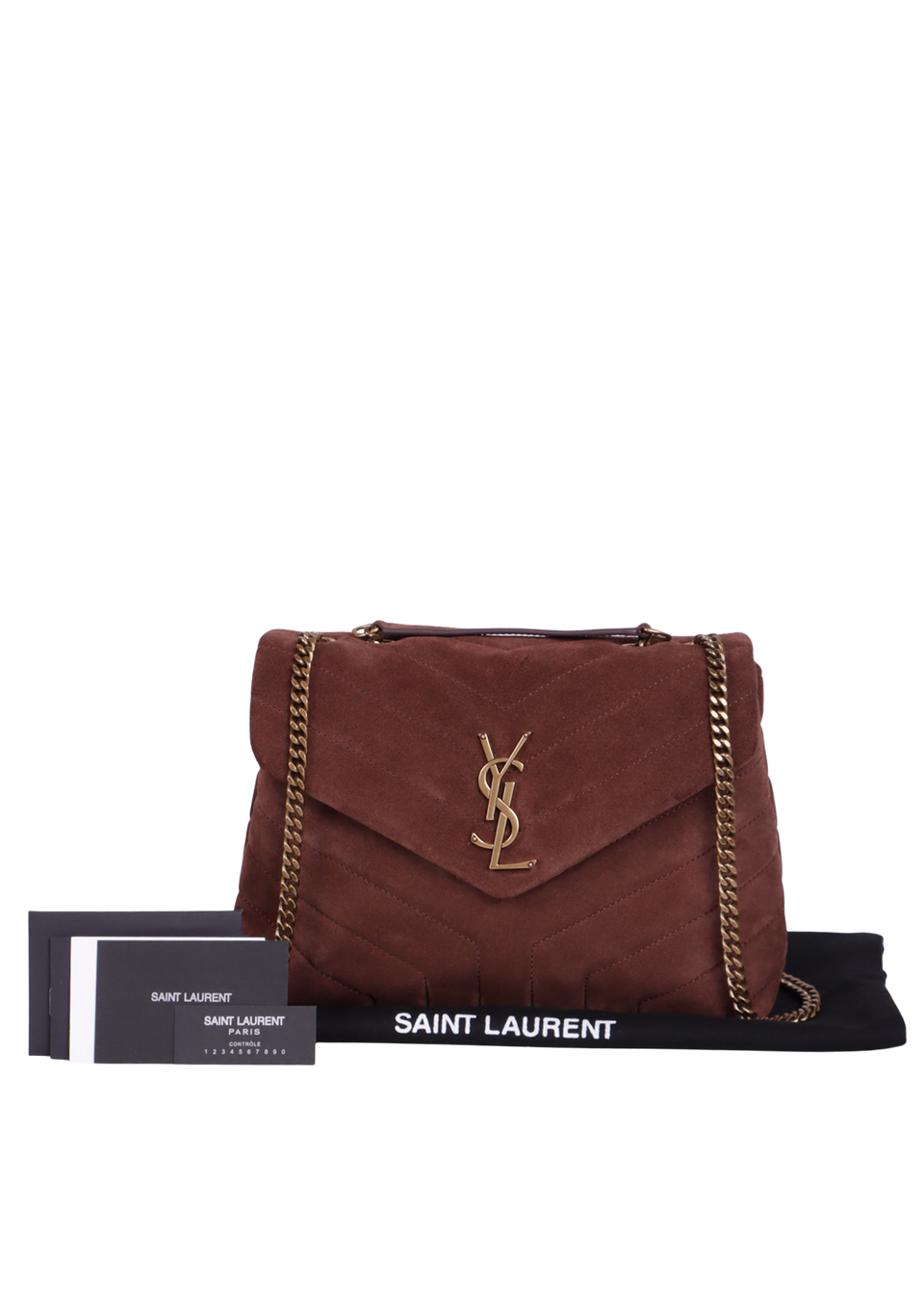 BOLSA SAINT LAURENT SMALL LOULOU BAG MARROM ORIGINAL – Gringa