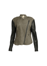 JACKET WITH LEATHER SLEEVE 40