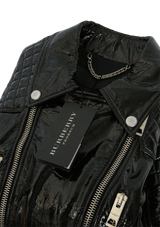 PANTENT BELTED BIKER JACKET 42