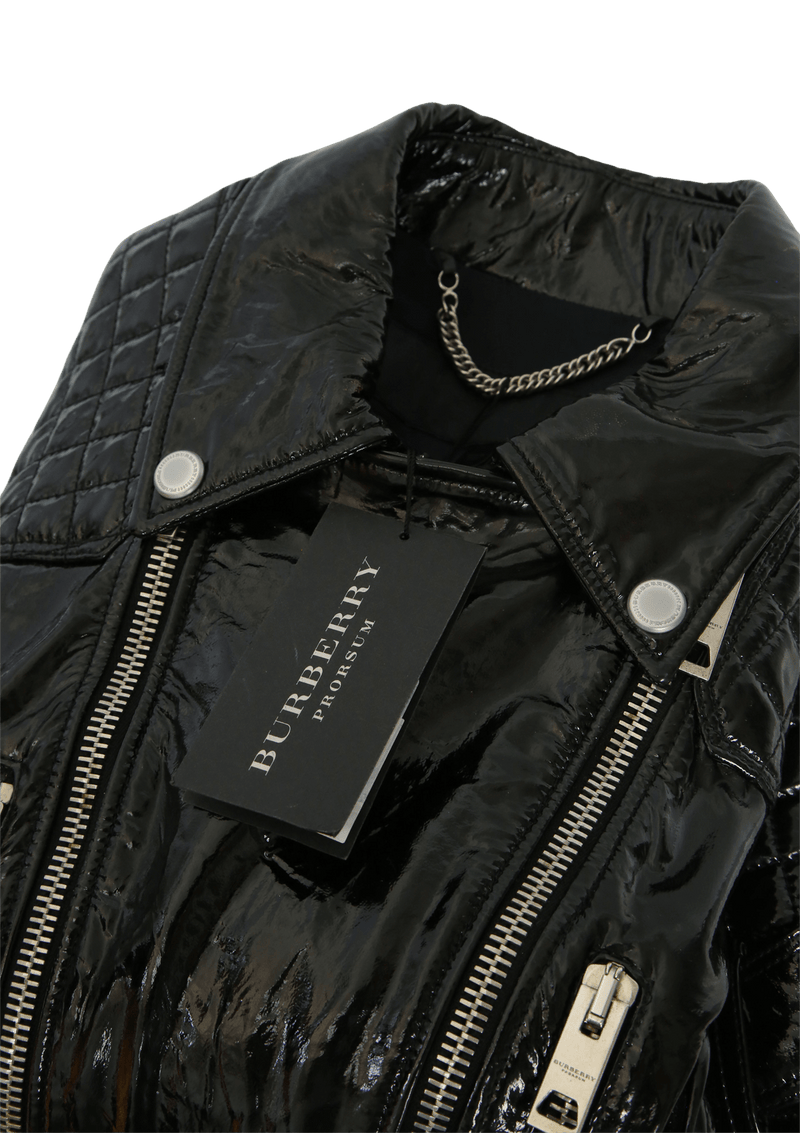 PANTENT BELTED BIKER JACKET 42