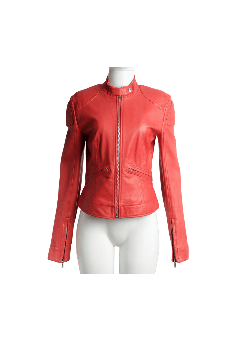 LEATHER BIKER JACKET 42