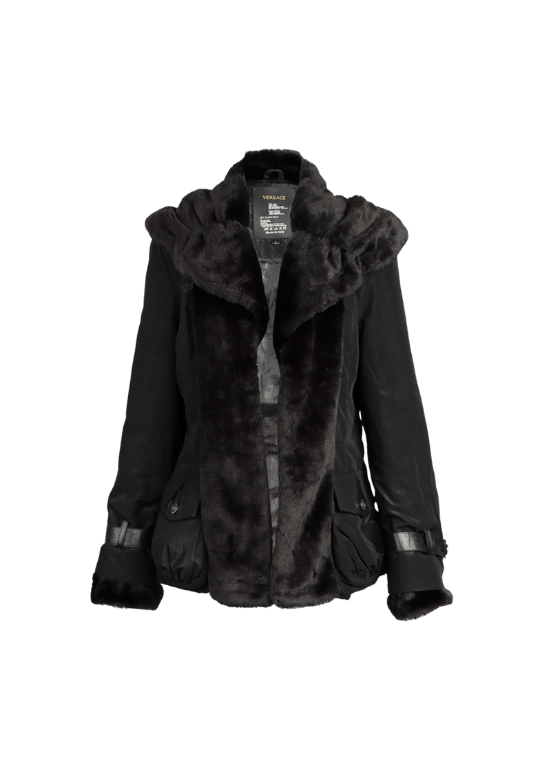 JAQUETA VERSACE FUR JACKET G PRETO ORIGINAL Gringa