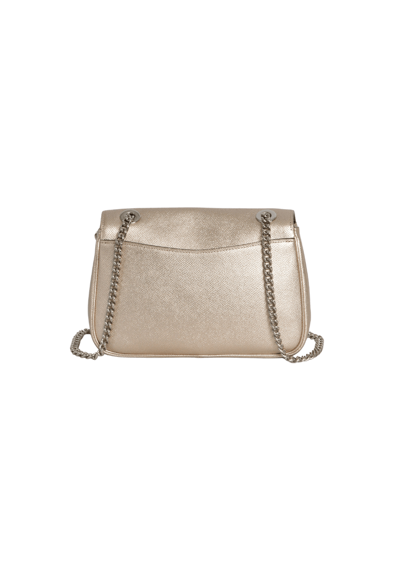 LEATHER CHAIN FLAP BAG