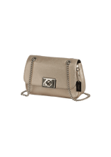 LEATHER CHAIN FLAP BAG