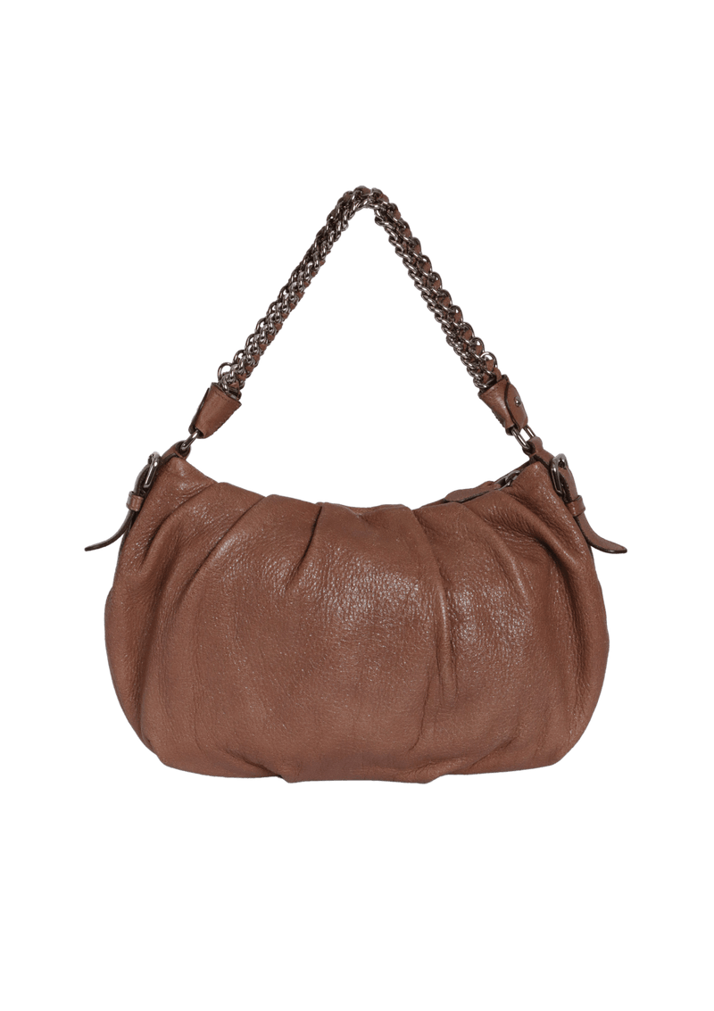 LEATHER CHAIN HOBO BAG