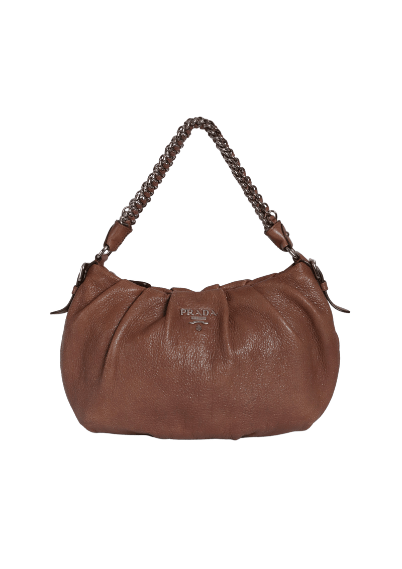 LEATHER CHAIN HOBO BAG