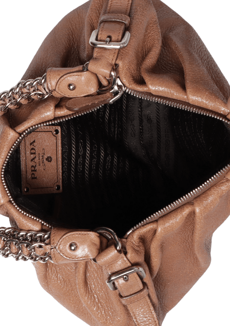 LEATHER CHAIN HOBO BAG