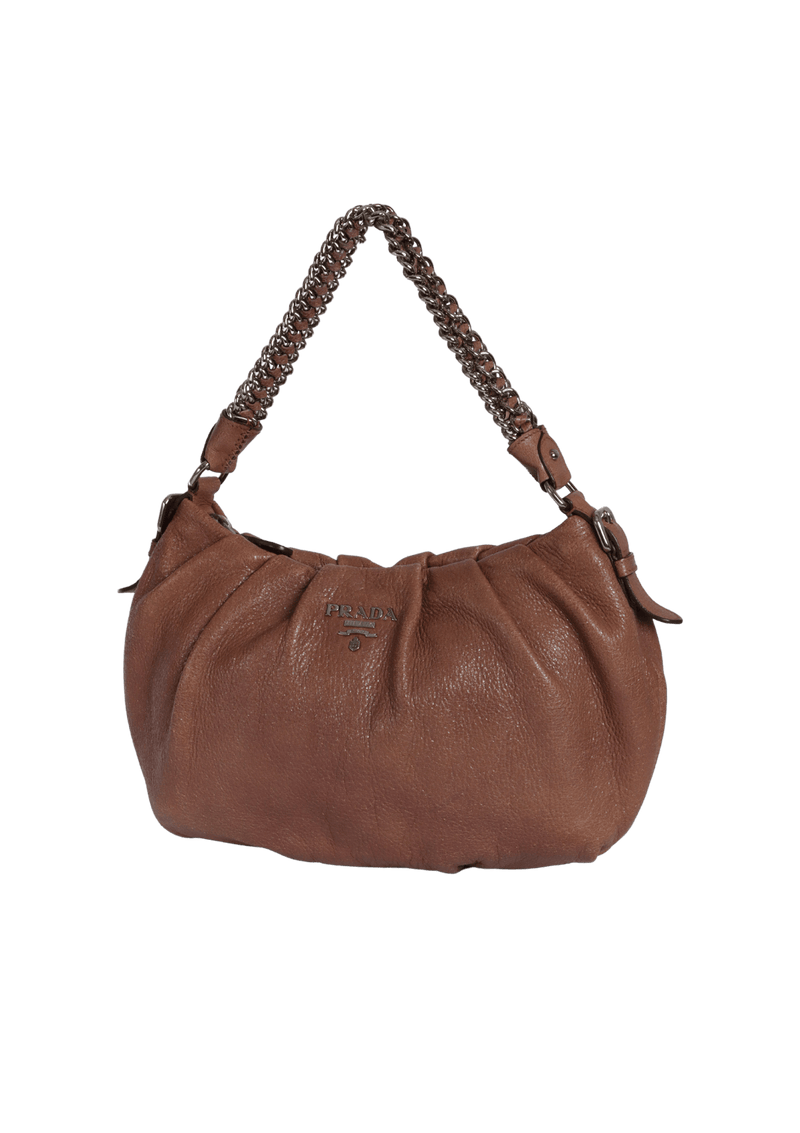 LEATHER CHAIN HOBO BAG