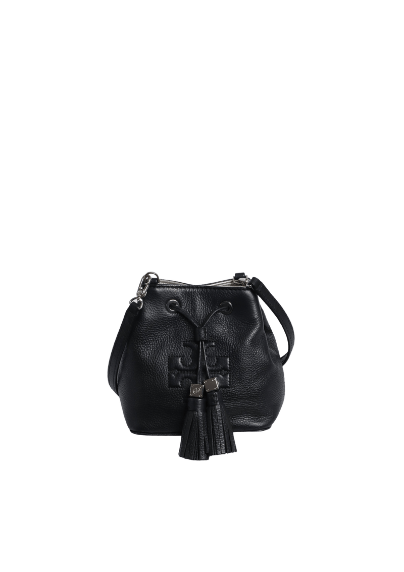 LEATHER TASSEL BUCKET BAG