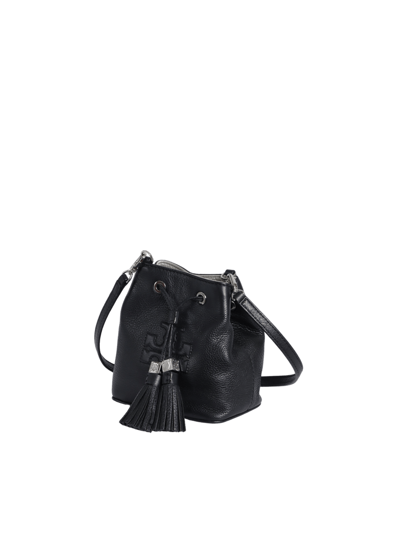 LEATHER TASSEL BUCKET BAG