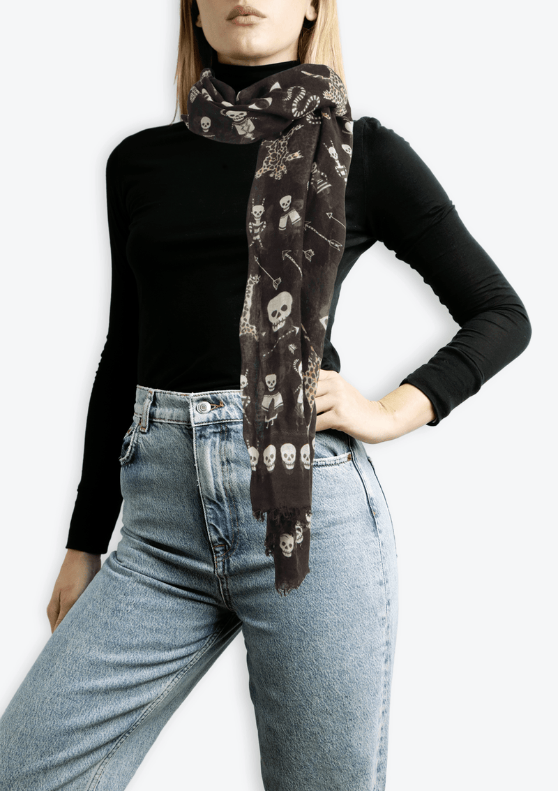 SILK SKULL SCARF