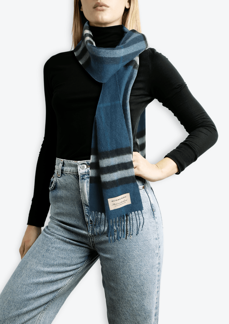 CASHMERE CHECK FRINGE SCARF