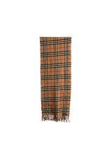 CASHMERE HOUSE CHECK FRINGE SCARF