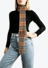 CASHMERE HOUSE CHECK FRINGE SCARF