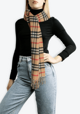 CASHMERE HOUSE CHECK FRINGE SCARF