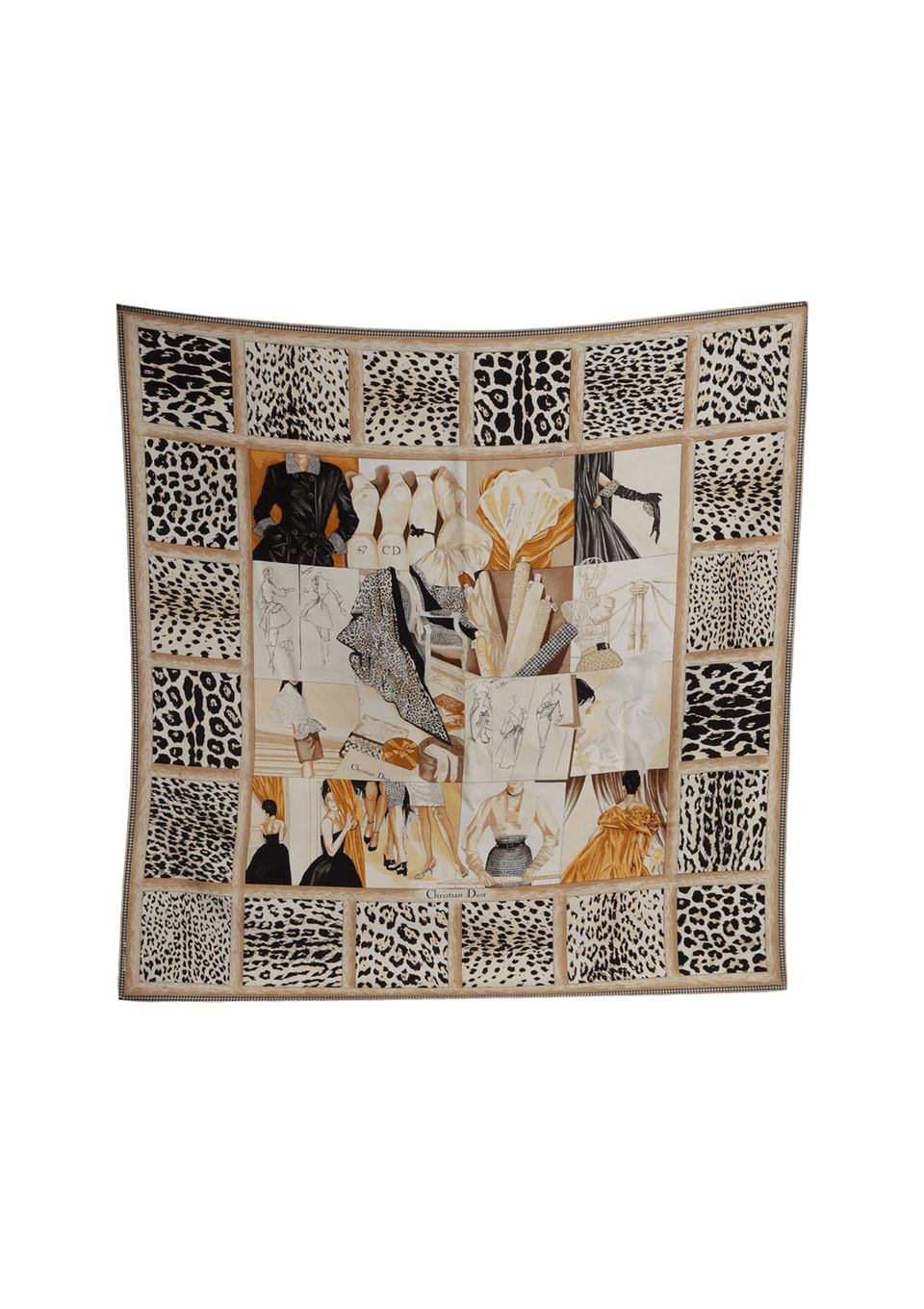 LENÇO CHRISTIAN DIOR PRINTED SILK SCARF ANIMAL PRINT ORIGINAL – Gringa
