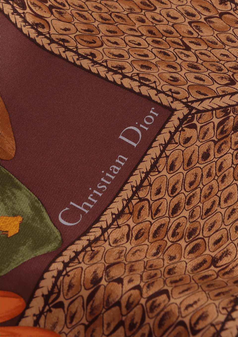 LENÇO CHRISTIAN DIOR PRINTED SILK SCARF MARROM ORIGINAL – Gringa