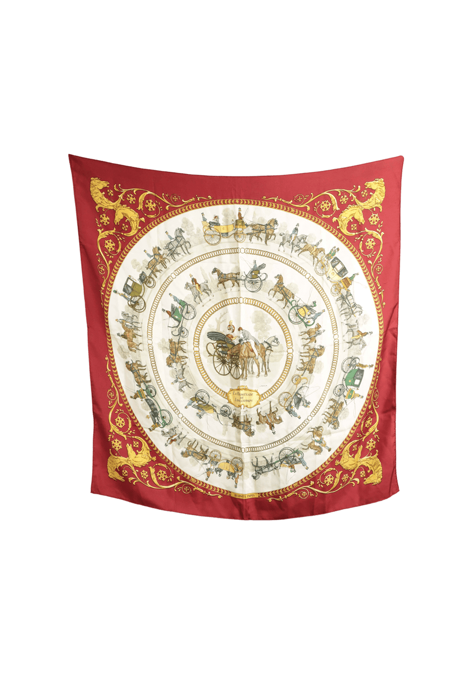 HERMÈSロンシャンスカーフ LA PROMENADEDELONGCHAMPS LENÇO HERMÈS LA PROMENADE DE LONGCHAMPS SCARF BEGE ORIGINAL – Gringa
