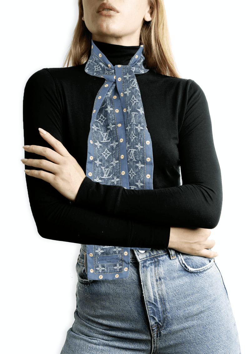 DENIM MONOGRAM SILK SCARF