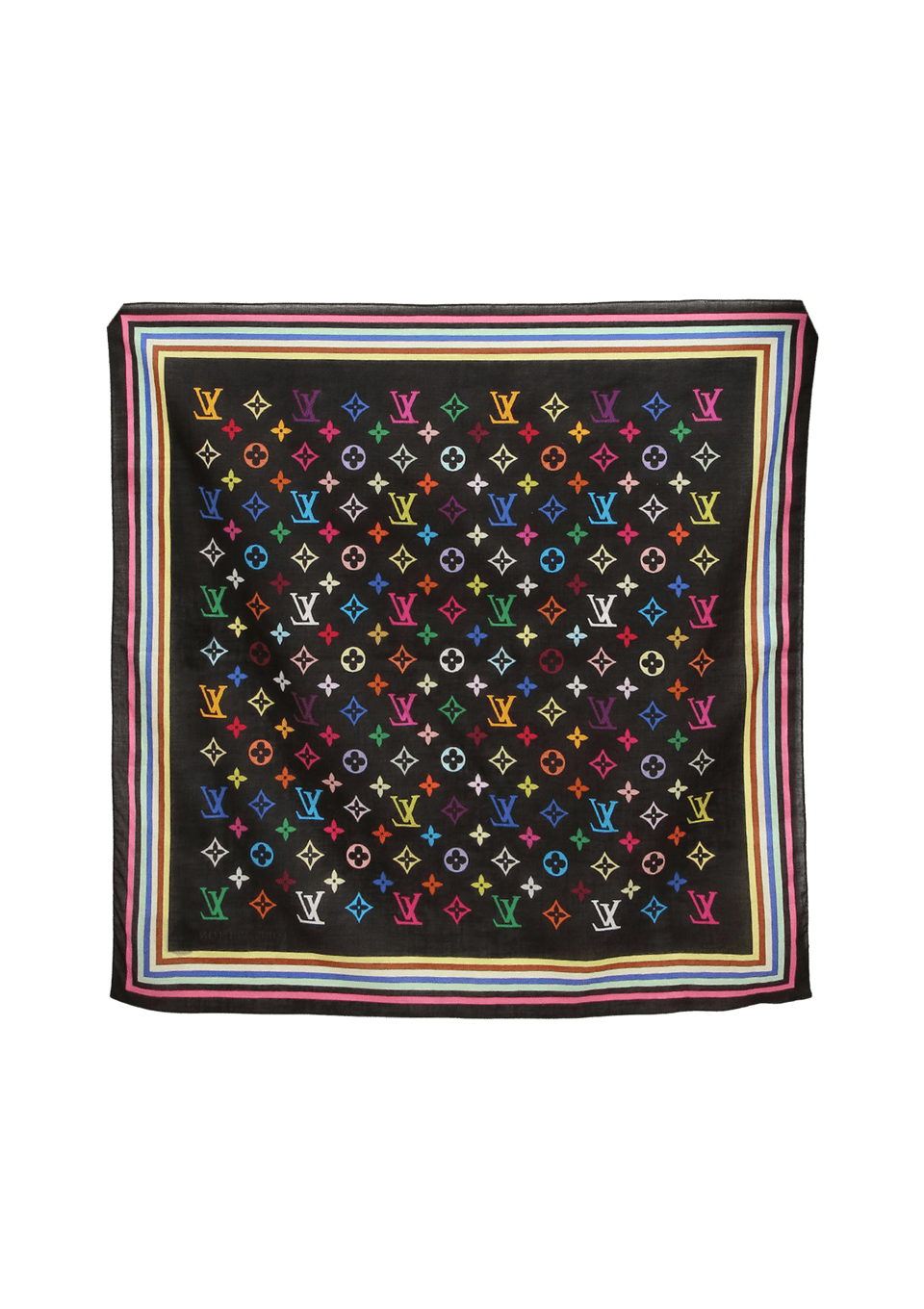 LENÇO LOUIS VUITTON MONOGRAM MULTICOLORE SQUARE BANDANA PRETO LENÇO LOUIS VUITTON MONOGRAM MULTICOLORE SQUARE BANDANA PRETO
