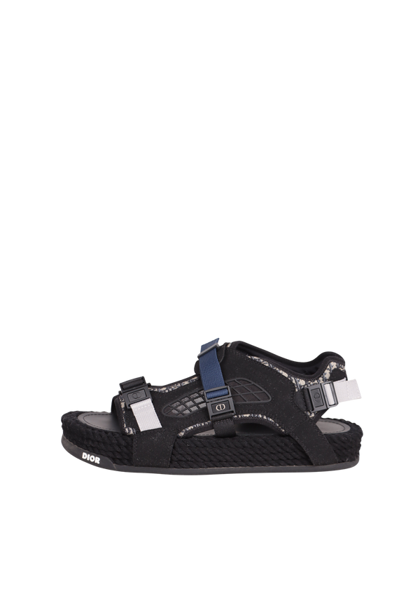 OBLIQUE JACQUARD SUEDE SANDALS 39