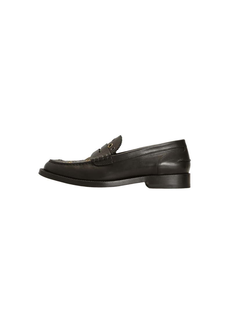 EYELET LEATHER LOAFERS 37.5