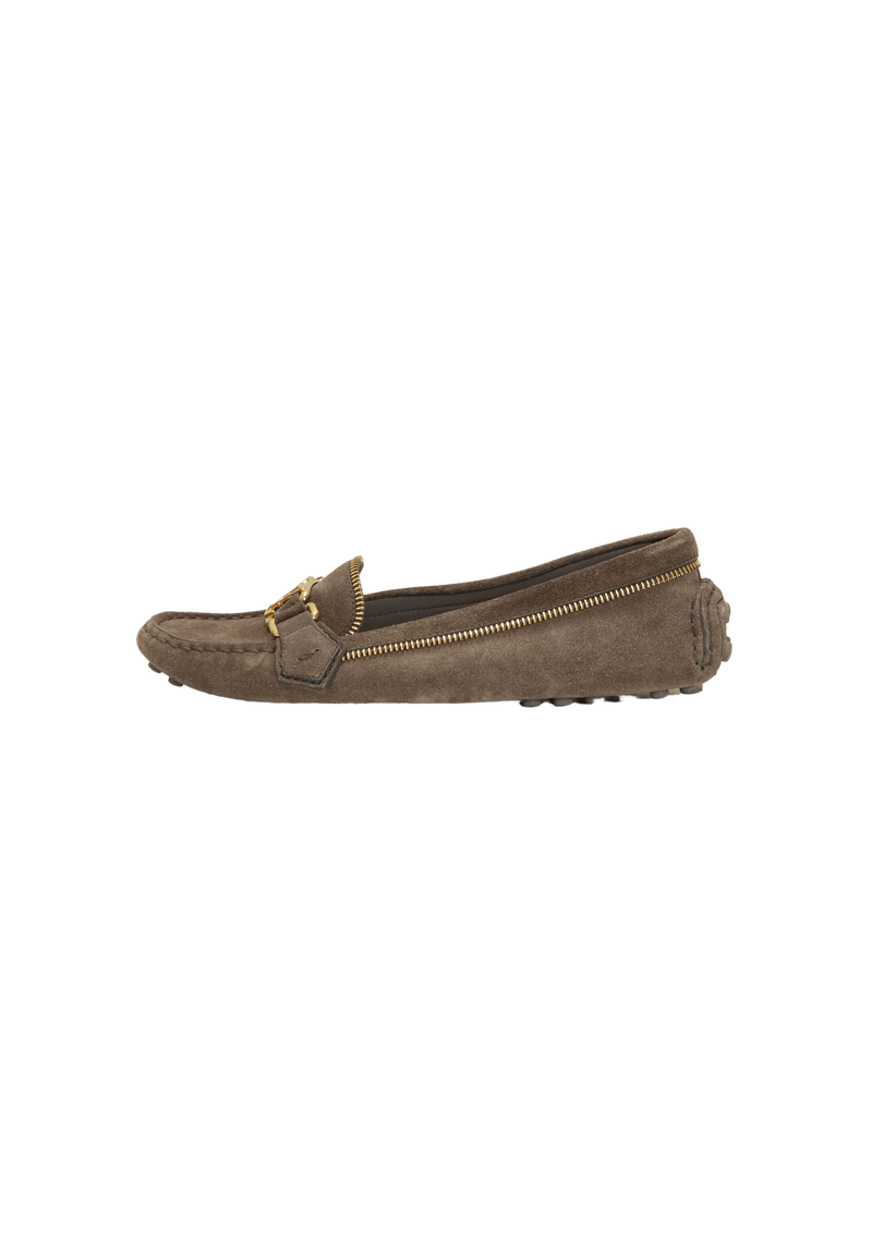 SUEDE ZIPPER OXFORD LOAFER 35.5