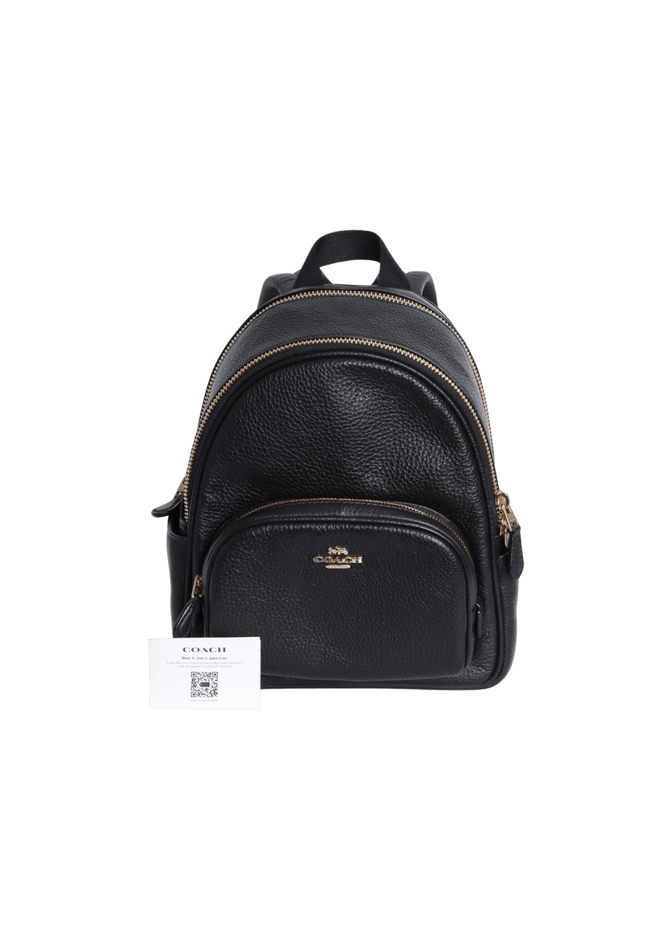 black coach mini backpack Convertible Refined pebble leather Inside zip cell phone and multifunction pockets Laptop compartment with zip closure Zip closure recycled polyester lining Top handle with 2 drop Outside zip pockets Adjustable shoulder straps Fits a 12 (zip compartment) or 13 (main compartment) laptop 10 3/4 (L) x 14 (H) x 5 1/4 (W) Style No. Coach Mini Backpack - Bloomingdale's