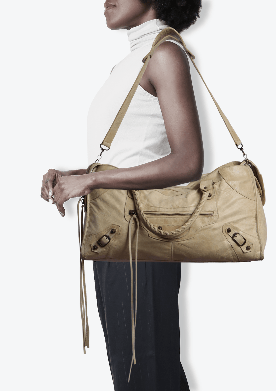 BOLSA BALENCIAGA MOTOCROSS CLASSIC CITY BEGE ORIGINAL – Gringa