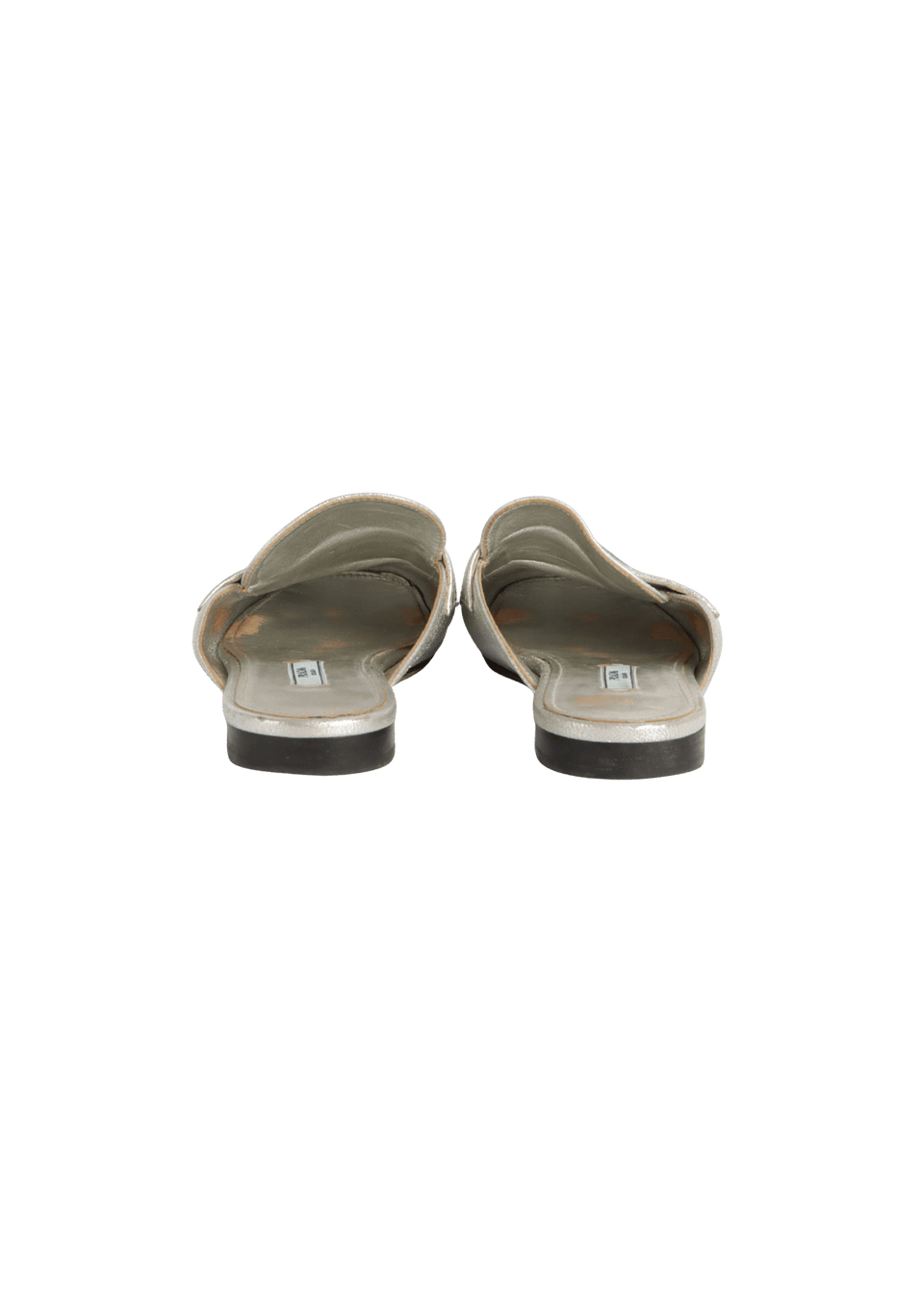 MULE PRADA LEATHER MULES PRATA 34 ORIGINAL – Gringa