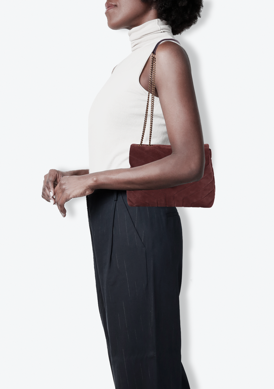 BOLSA SAINT LAURENT SMALL LOULOU BAG MARROM ORIGINAL – Gringa