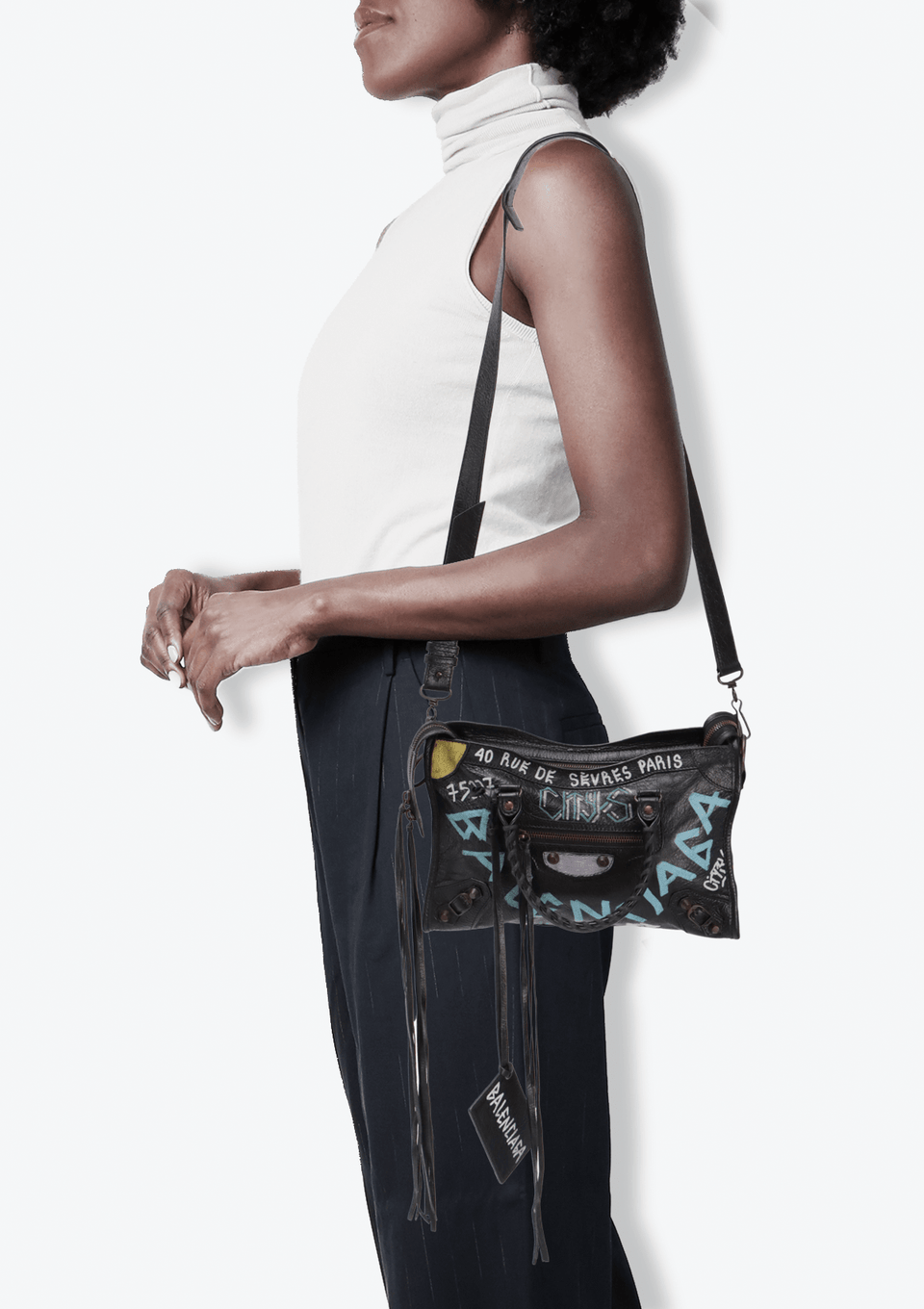 BOLSA BALENCIAGA MOTOCROSS CLASSIC GRAFFITI CITY BAG PRETO BOLSA BALENCIAGA MOTOCROSS CLASSIC GRAFFITI CITY BAG PRETO