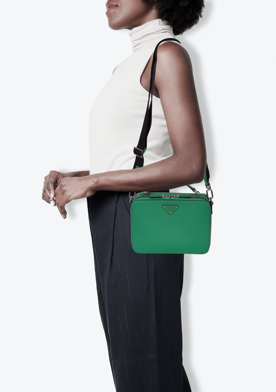 BOLSA PRADA SAFFIANO LUX BRIQUE HANDLE BAG VERDE ORIGINAL – Gringa