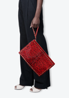 CALF HAIR LEOPARD ROCKSTUD WRISTLET CLUTCH