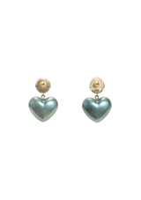 FAUX PEARL CC HEART DROP EARRINGS