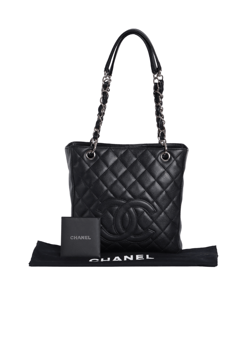 PETITE TIMELESS SHOPPING TOTE CAVIAR